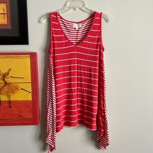 Max Studio Red and White Striped Top